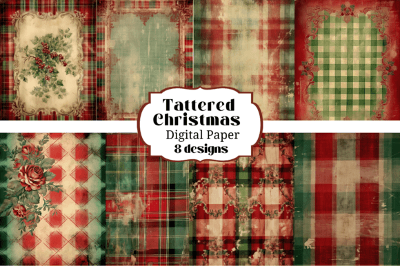 8 Tattered Christmas Junk Journal Pages: A Festive Design Toolkit