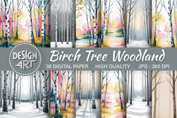 Birch Tree Woodland Backdrop: A Natural Touch for Your Designs