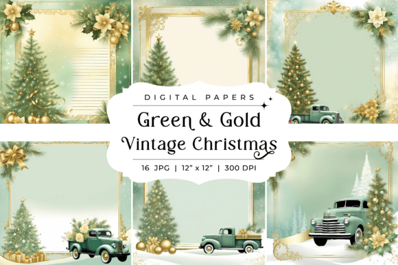 Christmas Pastel Green Gold Junk Journal: A Design Asset Guide