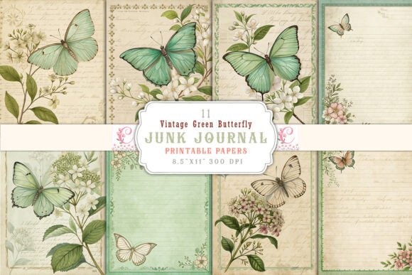 Embrace Nature's Charm with a Vintage Green Butterfly Junk Journal
