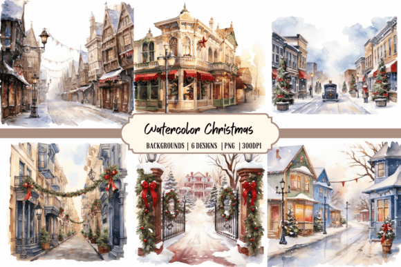 Enchanting Watercolor Victorian Christmas Backgrounds