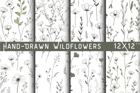 Hand-Drawn Wildflowers Paper: Botanical Charm for Your Projects