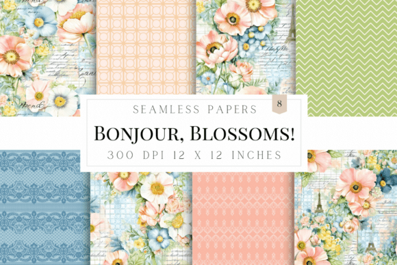 Seamless Floral Paris-Inspired Patterns: A Design Asset for Romantic Branding