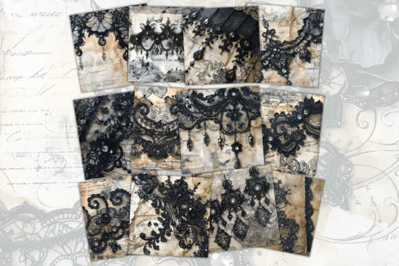 Shabby Chic Gothic Lace Digital Papers: Elevate Your Designs