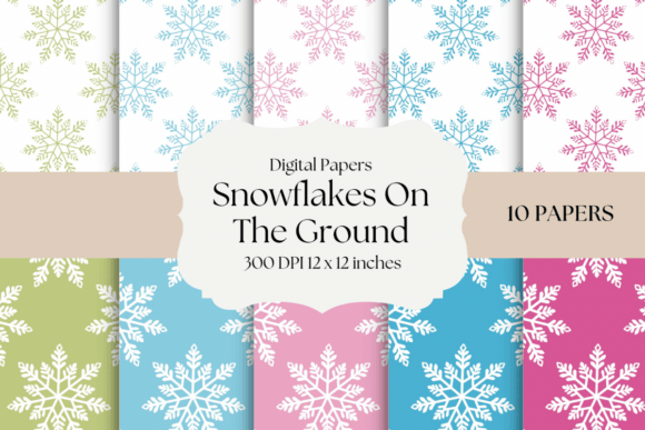Snowflakes on the Ground Digital Papers: A Retro Winter Palette