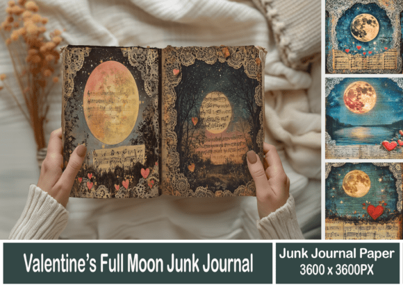 Valentine’s Full Moon Junk Journal: A Celestial Touch for Your Designs